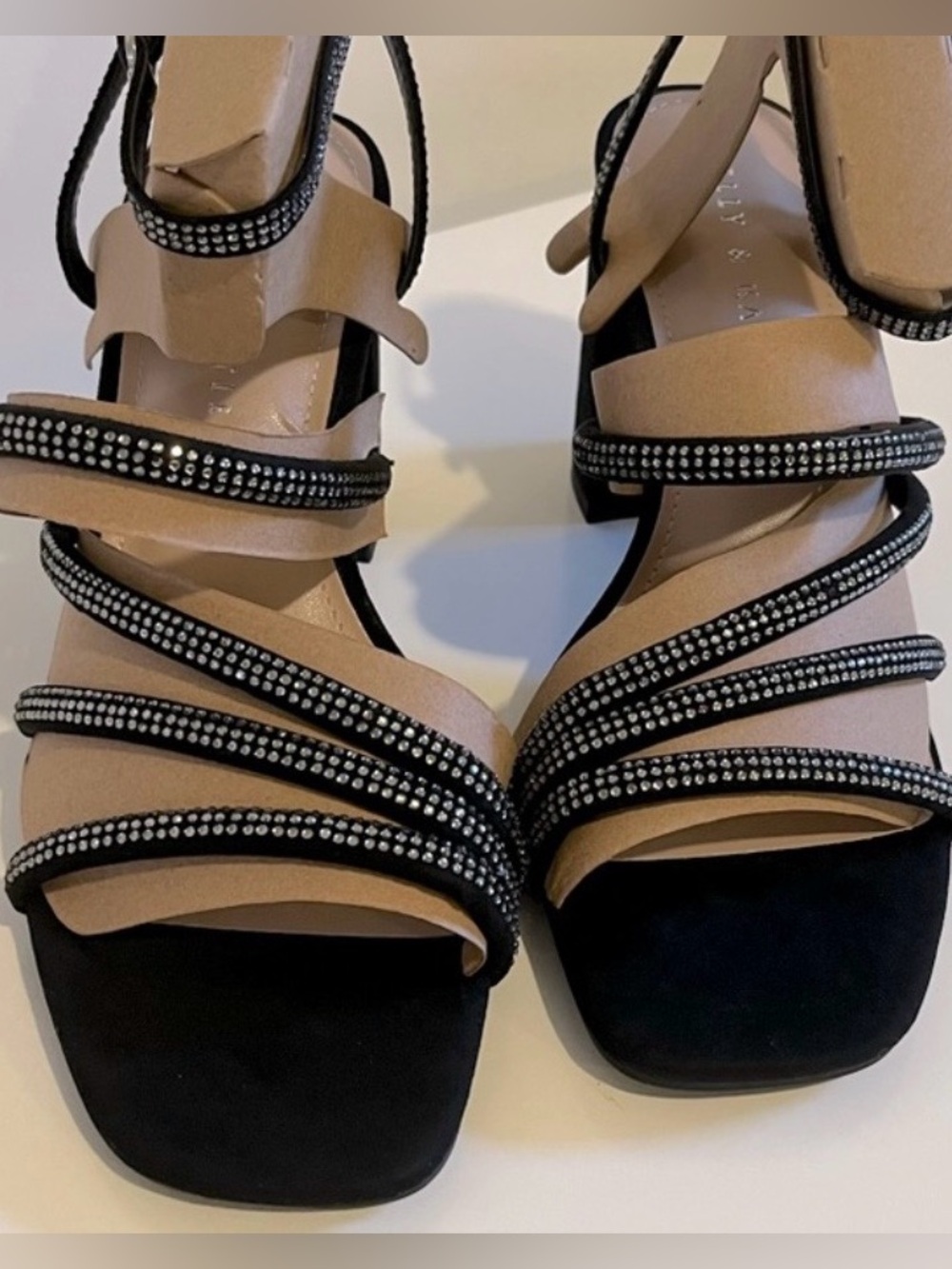 High Heels Black Kelly & Katie Cadene 8.5 Silver Rhinestone Sparkle NEW w/ Box
